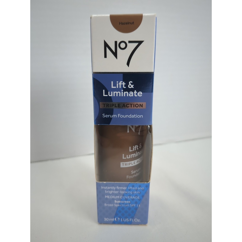 No7 Lift‎ & Luminate Triple Action Serum 1oz Hazelnut  Exp 5/27 New SPF 15